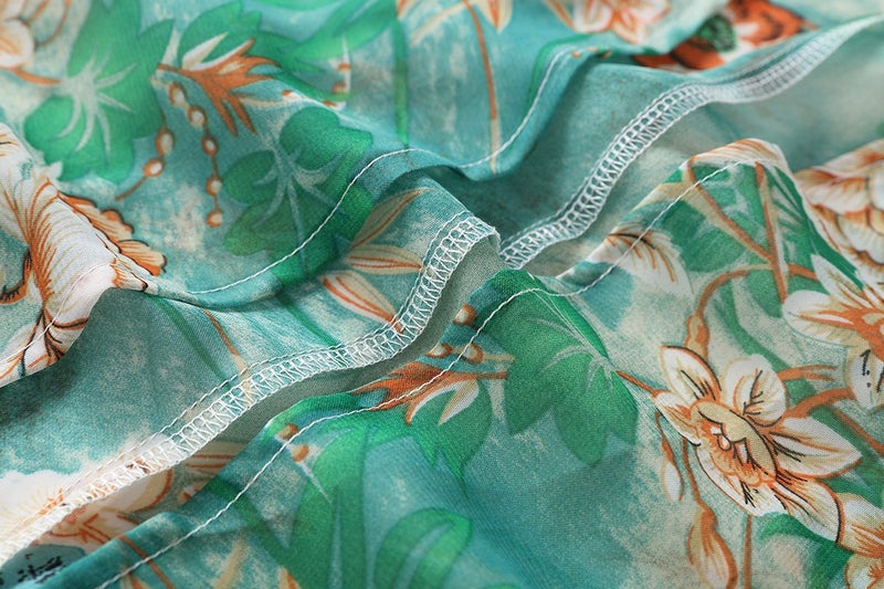 OLRAIN Women's Floral Print Sheer Loose Kimono Cardigan Capes (Medium, Orange Floral) - Image 4